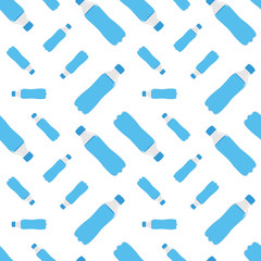 Plastic bottles of water vector seamless pattern background.