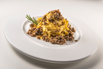 Pasta dish bolognese fettuccine