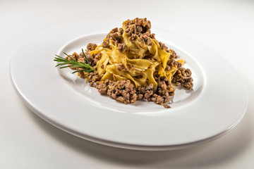 Pasta dish bolognese fettuccine