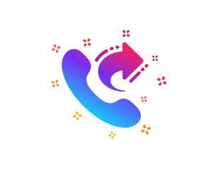 Call center service icon. Share phone call sign. Feedback symbol. Dynamic shapes. Gradient design share call icon. Classic style. Vector