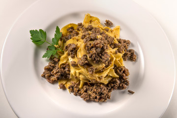 Pasta dish bolognese fettuccine