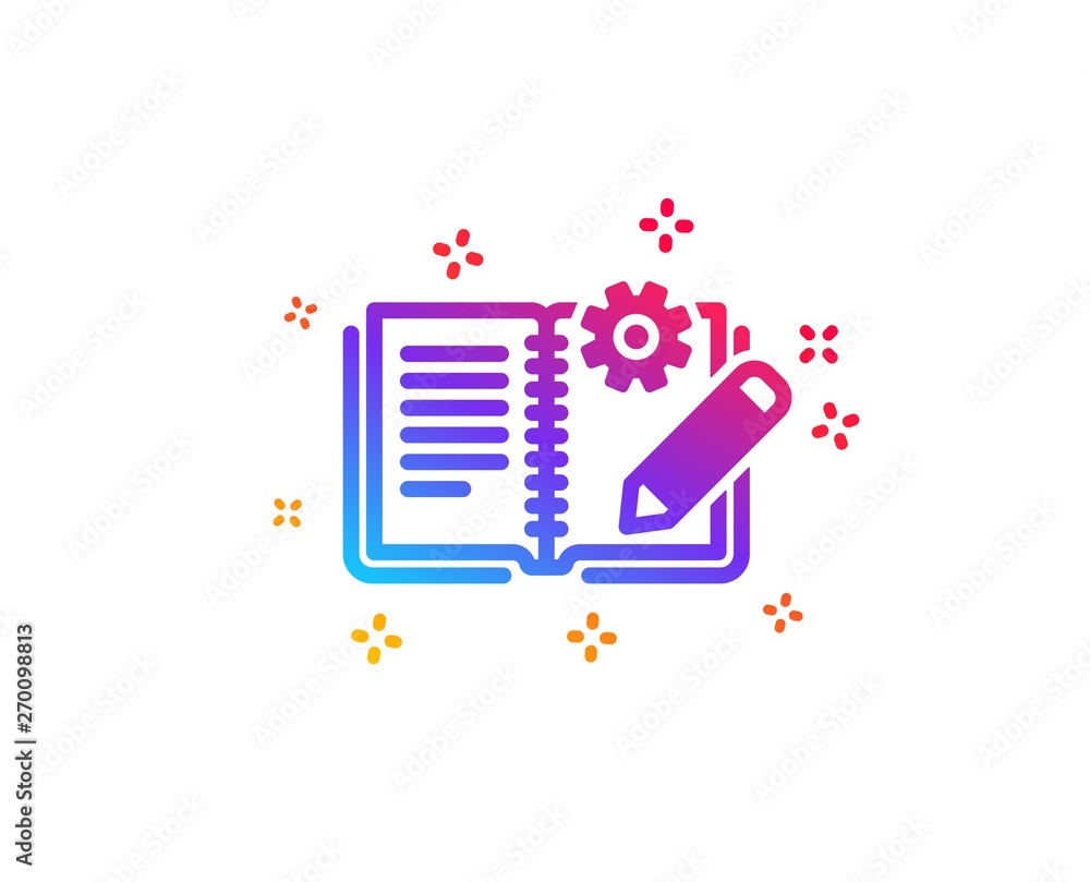 Poster engineering documentation icon. technical instruction sign. dynamic shapes. gradient design engineer
