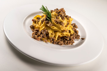 Pasta dish bolognese fettuccine