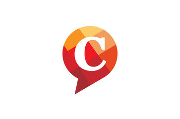 Creative C Letter Talk Bubble Logo Design Symbol Vector Illustration