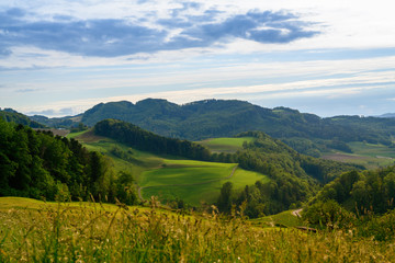 Fototapeta na wymiar Landscape shot from the Fricktal in Switzerland
