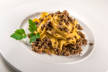 Pasta dish bolognese fettuccine