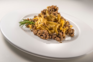 Pasta dish bolognese fettuccine