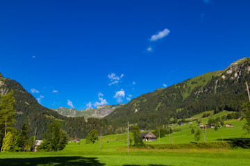 Fototapeta na wymiar Alpine valley at summer. Swiss Alps .
