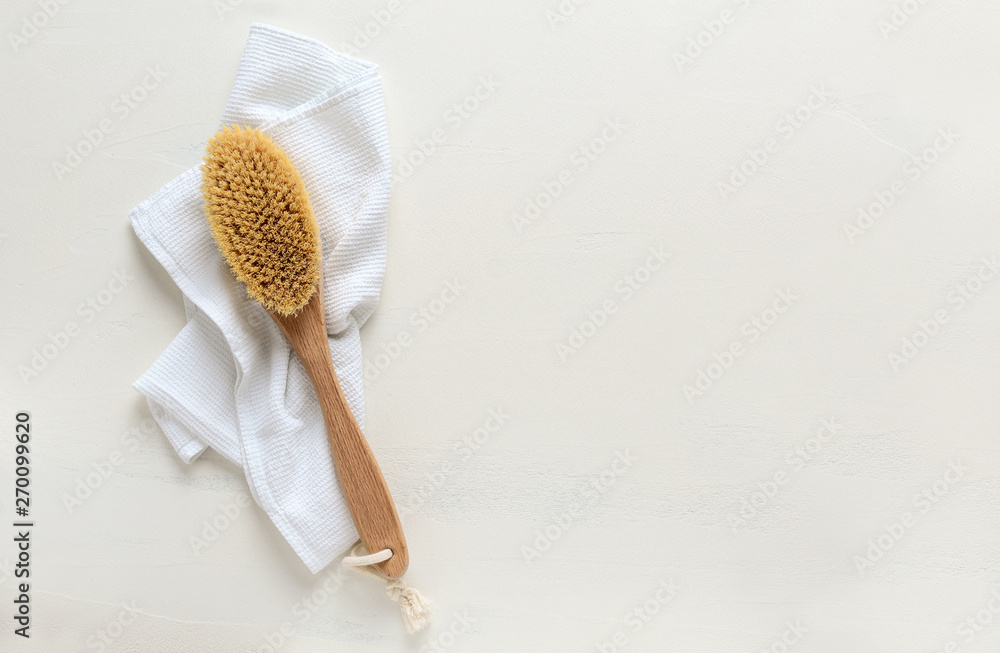 Wall mural wooden brush for dry brushing massage