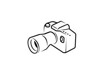 Creative Black Camera line Logo Design Symbol Vector Illustration