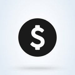 Coin dollar. Flat style. illustration icon isolated on white background.