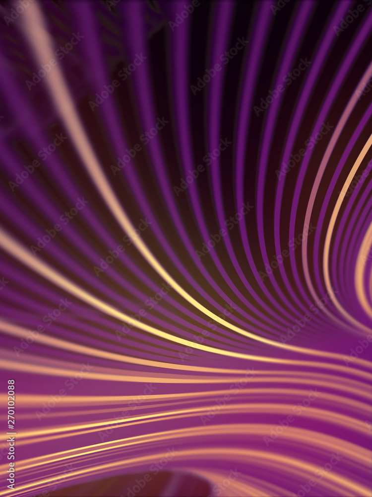 Aufkleber Modern style abstraction with composition made of various pink colored lines. Wave band geometric pattern. 3d rendering