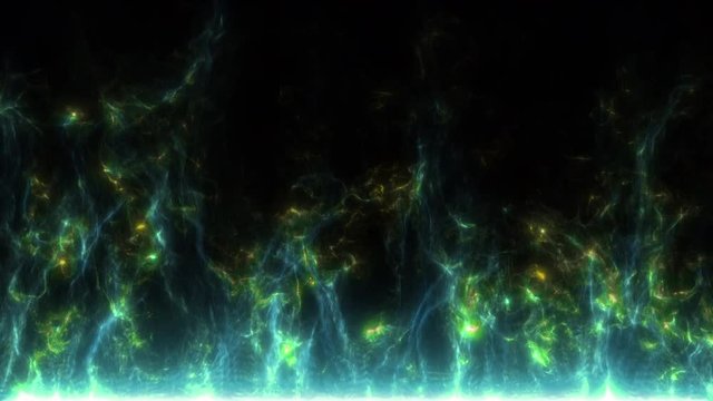 Colorful flame burst of particles blue yellow loop