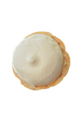 Vanilla ice cream in waffle cup isolated on white