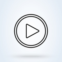 play button flat style. line art illustration icon isolated on white background.