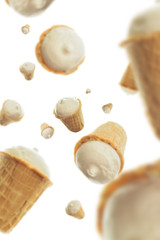 composition of ice cream on a white background
