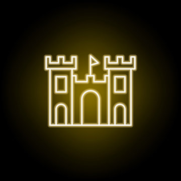 sand castle icon in neon style. Element of travel illustration. Signs and symbols can be used for web, logo, mobile app, UI, UX