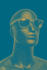 Mannequin's head with glasses
