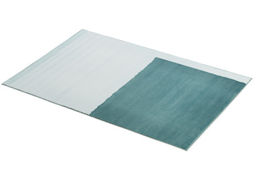Modern light blue two-color rug. 3d render