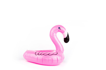 Giant inflatable Flamingo on a white background, pool float party, trendy summer concept
