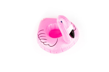 Giant inflatable Flamingo on a white background, pool float party, trendy summer concept