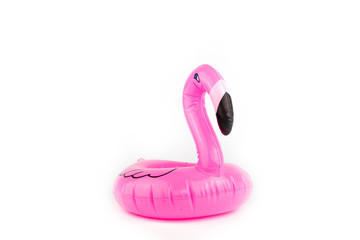 Giant inflatable Flamingo on a white background, pool float party, trendy summer concept