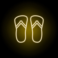 flip flops icon in neon style. Signs and symbols can be used for web, logo, mobile app, UI, UX