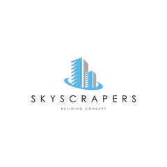 Skyscrapers logo template vector. Unique building logo concept