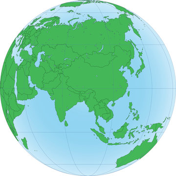 Illustration Of Earth Globe With Focused On Asia