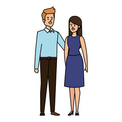 business couple avatars characters vector illustration