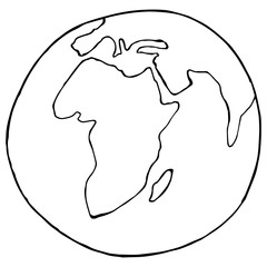 Globe icon. Vector illustration of globe africa. Globe, Earth, map hand drawn.