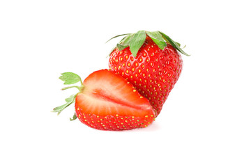 Strawberries isolated on white background. Summer sweet fruits and berries