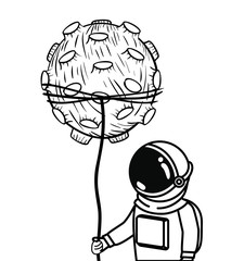 astronaut with spacesuit and planet in white background