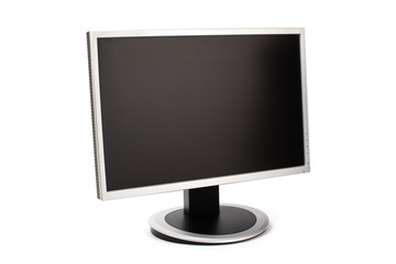 Silver blank monitor isolated on white background.