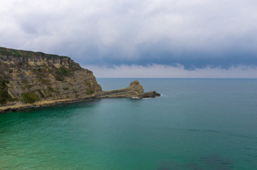 Landscape of sea, beach and cliffs in Somo, Cantabria