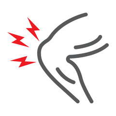Knee pain line icon, body and sick, leg ache sign, vector graphics, a linear pattern on a white background.
