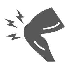 Knee pain glyph icon, body and sick, leg ache sign, vector graphics, a solid pattern on a white background.