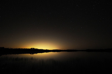 Night skies over Everglades National Park, Florida, with light pollution from Homestead affecting visibility of fainter stars even deep in the park.