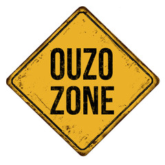 Ouzo zone vintage rusty metal sign