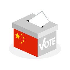 Election ballot box with a combination of state flags of the People's Republic of China