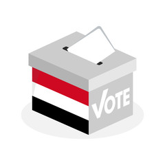 Election ballot box with a combination of Yemen state flags