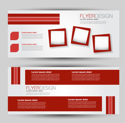 Flyer banner or web header template set. Vector illustration promotion design background. Red color.