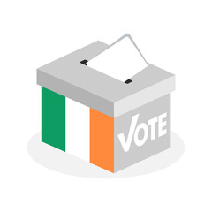 Election ballot box with a combination of Irish country flags