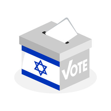 Election ballot box with a combination of Israeli state flags