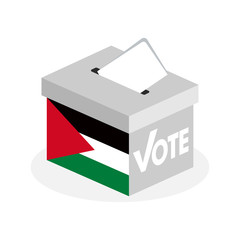 Election ballot box with a combination of Palestinian state flags