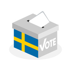 Election ballot box with a combination of Swedish country flags