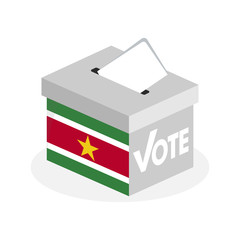 Election ballot box with a combination of the Suriname state flag