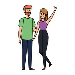 young couple lovers avatars characters