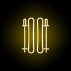 skiing icon in neon style. Signs and symbols can be used for web, logo, mobile app, UI, UX