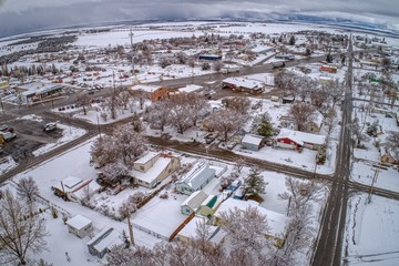 Aerial View of a Small Town during Winter in South West Colorado